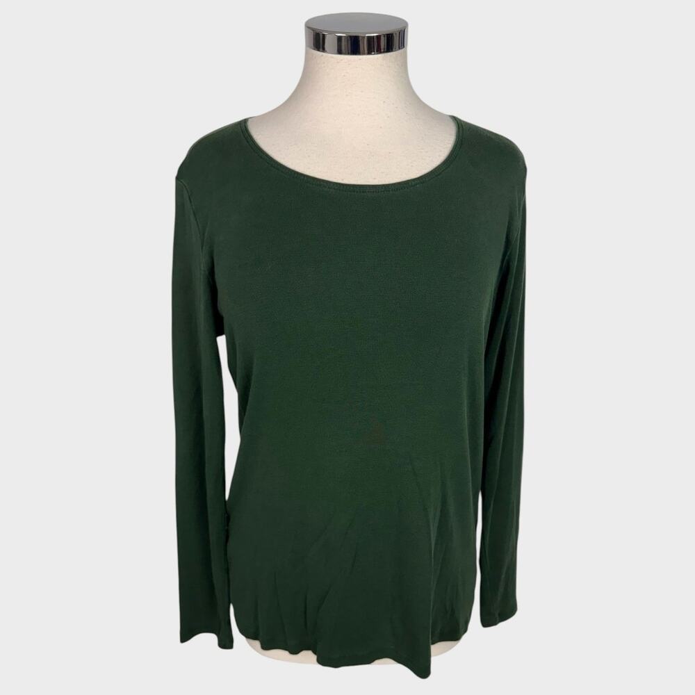 J. Jill Perfect Pima Dark Green Long Sleeve Medium TShirt 100% Pima Cotton